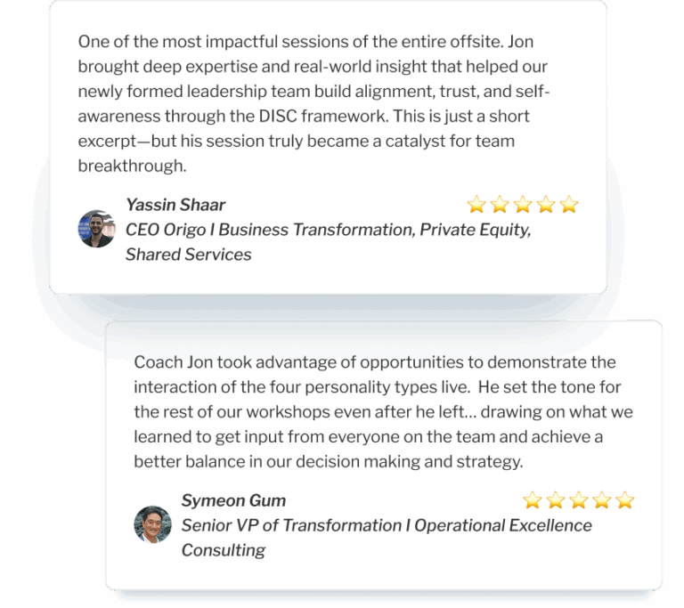 Testimonial highlights on DISC-based communication and team clarity