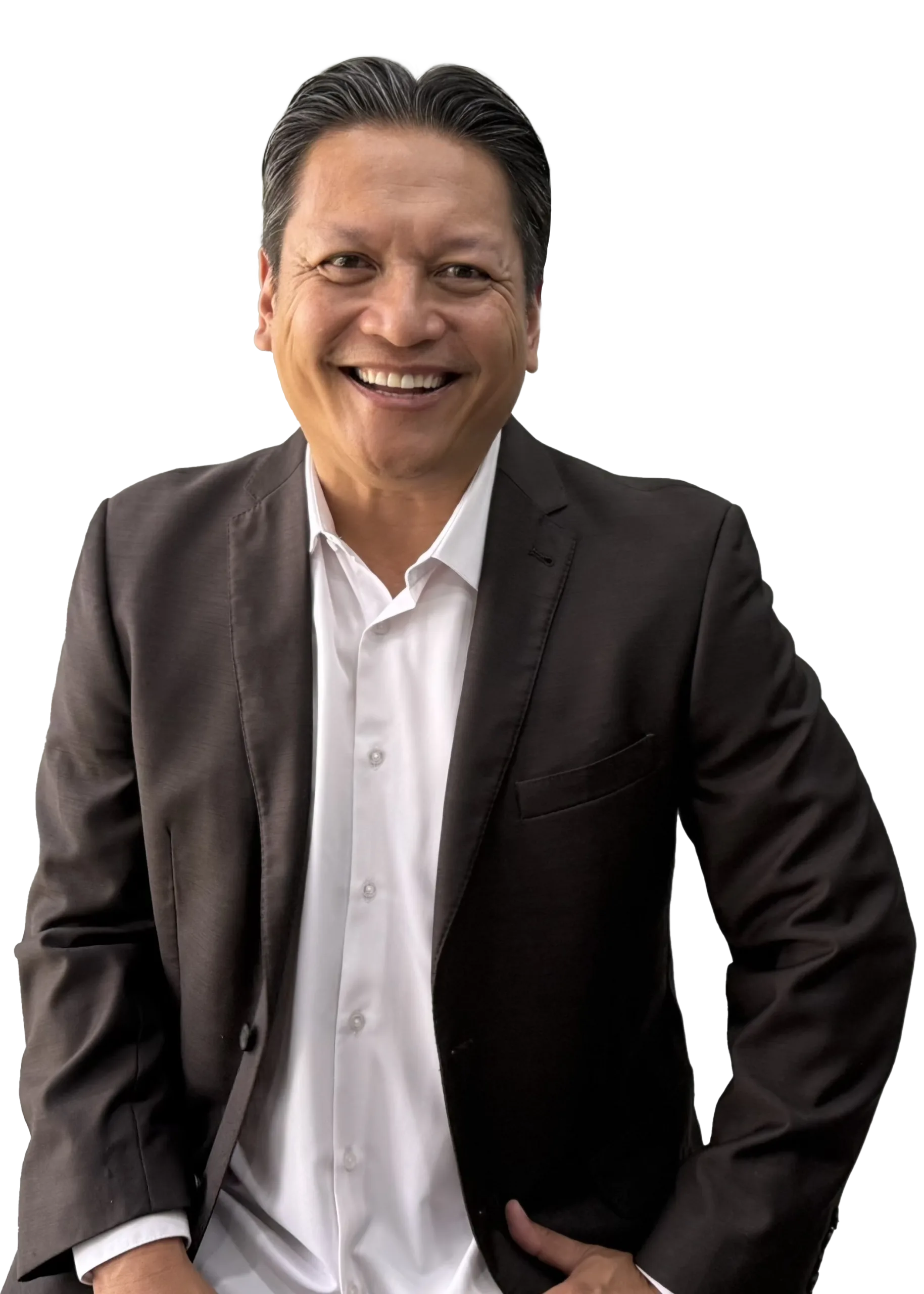 Jonathan Engalla smiling during leadership coaching session