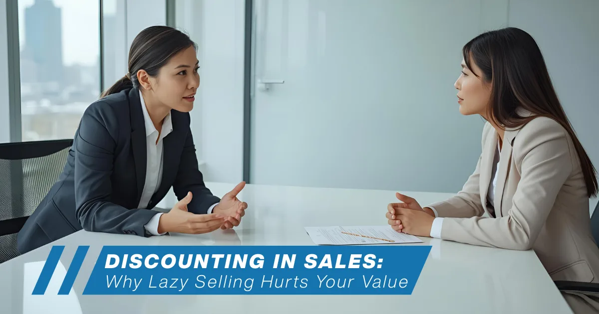 Sales professional explaining value instead of discounting in sales