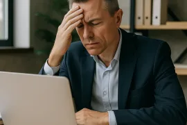 Concerned business leader reading an email, illustrating the impact of poor communication, unclear escalation, and low team accountability.