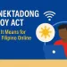 Banner image for article on the Konektadong Pinoy Act, showing a Filipino using a laptop with digital connectivity icons.